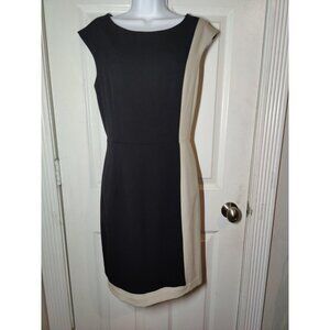 Marvin Richards Color Block Knee Length Sleeveless Sheath Dress Black Beige 8